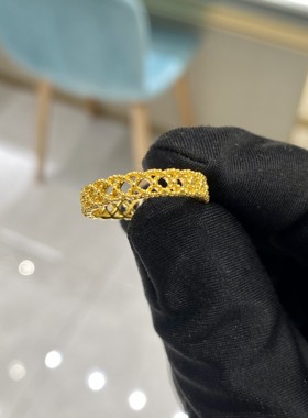 周大福蕾丝戒指镂空足金指环