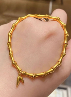 周大福竹节黄金手链古法节节高升