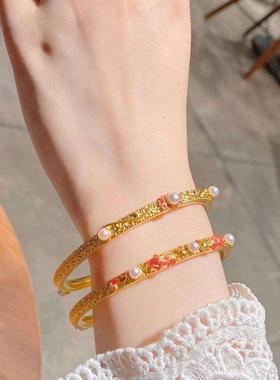 周大福十里红妆珠花锦鲤手镯