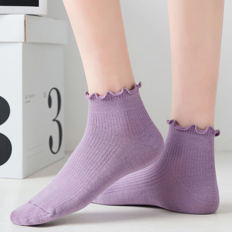 松口短袜女春夏薄款木耳边低帮纯棉短筒花边宽松月子袜不勒脚船袜,淘宝优惠券,粉丝福利购,淘宝优惠卷