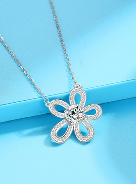 S925纯银满钻太阳花锁骨链女款