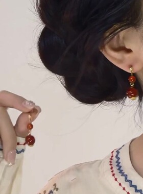 【赤珠遥】新中式红珠流苏耳坠复古温婉长款耳饰国风旗袍汉服耳环