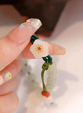 圆珠小桃花编织手链女小众设计学生闺蜜礼物手串礼物