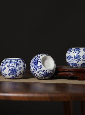 景德镇青花瓷烛台家居房间装饰品创意结婚礼物客厅陶瓷蜡烛台