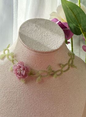 仙复古花朵项链花卉艺术田园风锁骨链纯手工日常款