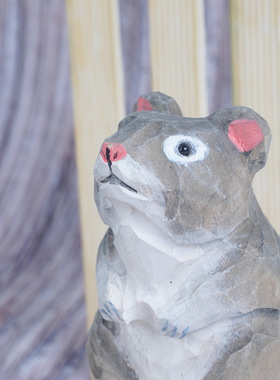 手工制作木雕小仓鼠可爱创意家居动物摆件厂家桌面装饰工艺品