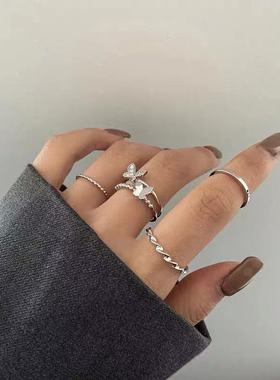 蝴蝶四件套戒指女轻奢小众设计感时尚个性气质食指环