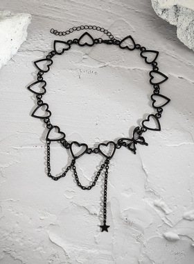 欧美跨境星星链条颈链流苏叠戴嘻哈锁骨链冷淡风蝴蝶爱心圆圈