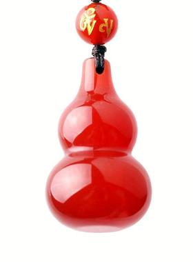 天然冰种红玛瑙色葫芦吊坠本命年男女挂件项链毛衣链红玉髓精选