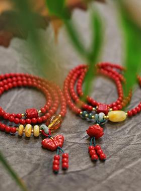 玉环灵丹真朱砂手链多圈两用新中式东方美学项链女友妈妈礼物保真