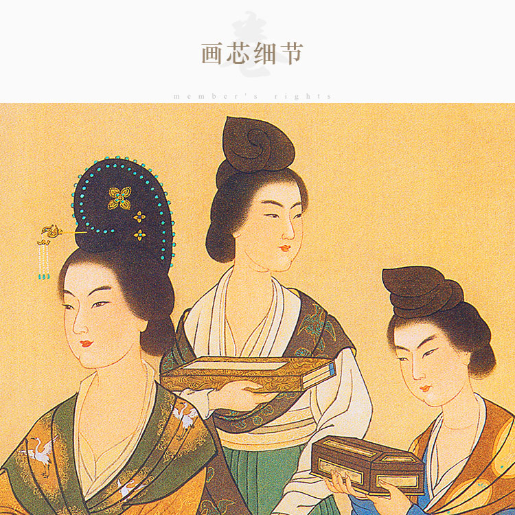 文成公主画像 古代仕女人物卷轴挂画 中式复古绢布丝绸装饰画定制 - 图1