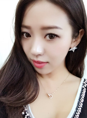 简约双环戒指锁骨项链镀18k韩版