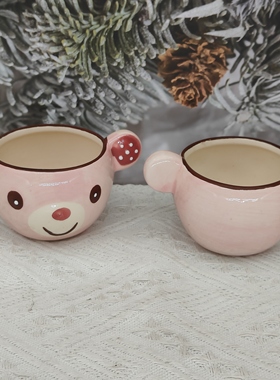 外贸出口陶瓷草莓熊布丁杯马克杯可爱卡通创意杯子情侣对杯