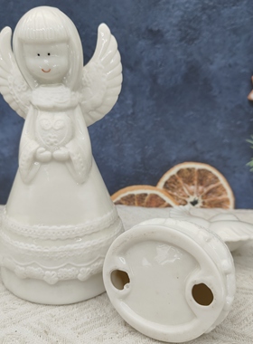外贸出口瓷偶素烧摆件祈祷祈福小天使浮雕蕾丝花边送朋友生日礼物