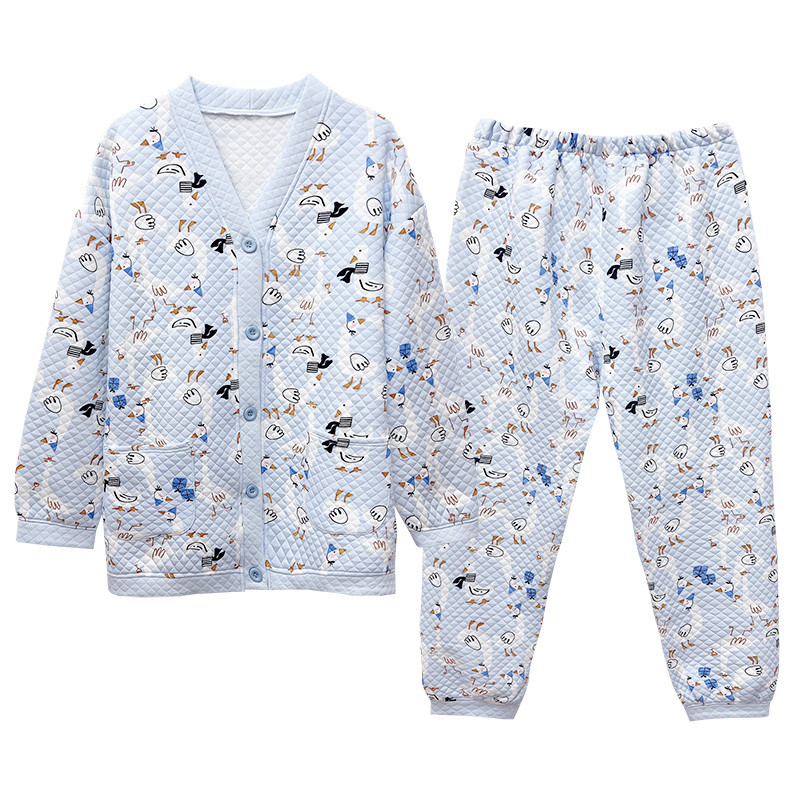 婴儿棉V领卡通睡衣女秋冬韩版三层夹棉加大码宽松胖MM200斤家居服,淘宝优惠券,粉丝福利购,淘宝优惠卷