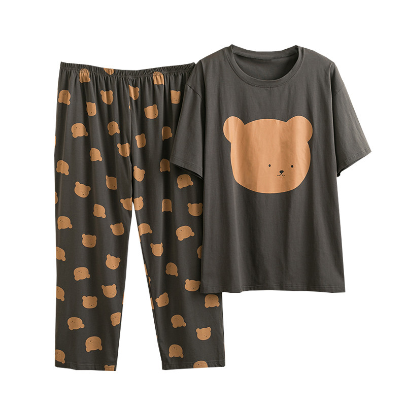 短袖长裤情侣纯棉卡通睡衣春夏大码两件套简约胖mm男女宽松家居服,淘宝优惠券,粉丝福利购,淘宝优惠卷