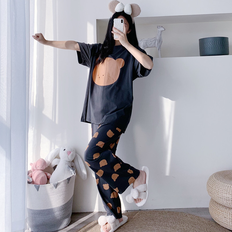 短袖长裤情侣纯棉卡通睡衣春夏大码两件套简约胖mm男女宽松家居服,淘宝优惠券,粉丝福利购,淘宝优惠卷