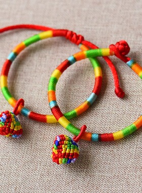 小粽子端午节五彩绳手链手工编织手绳宝宝脚链儿童婴儿饰品男女士