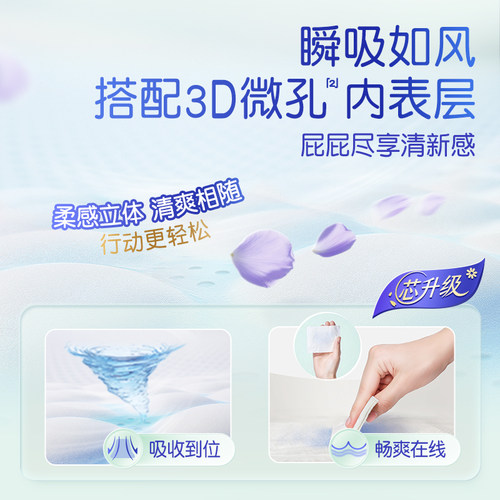 大王花信风系列环贴NB+S/S/M/L/XL*2包婴儿超薄透气纸尿裤尿不湿 - 图2
