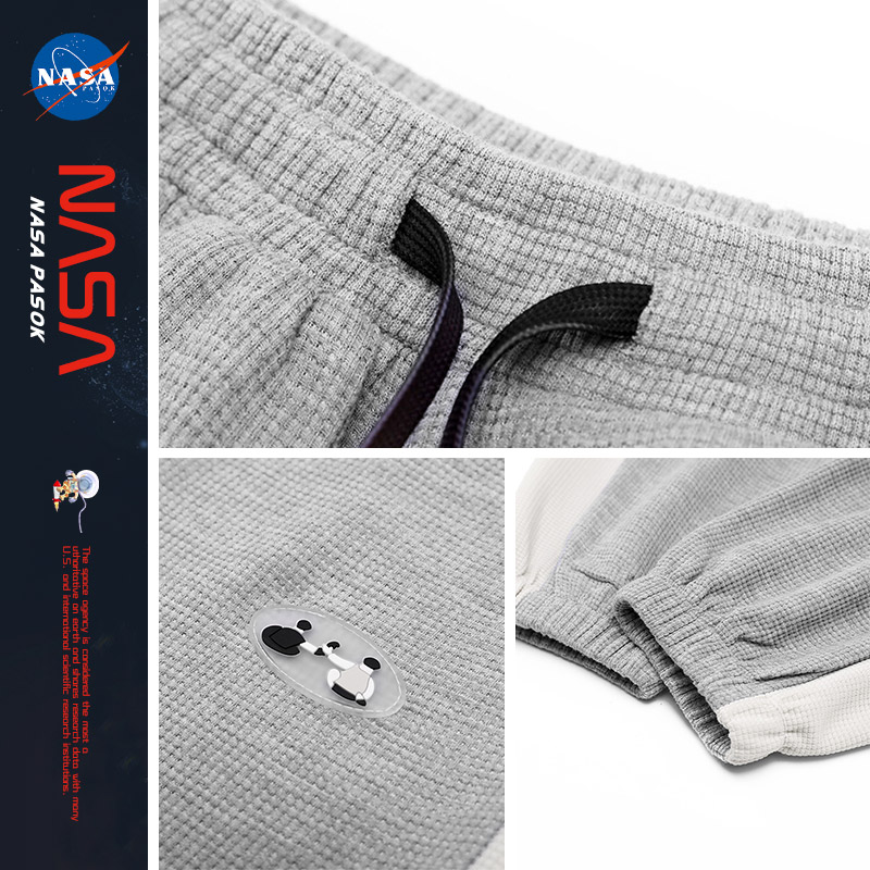 nasa联名华夫格男士春季抽绳卫裤 pasok卫裤
