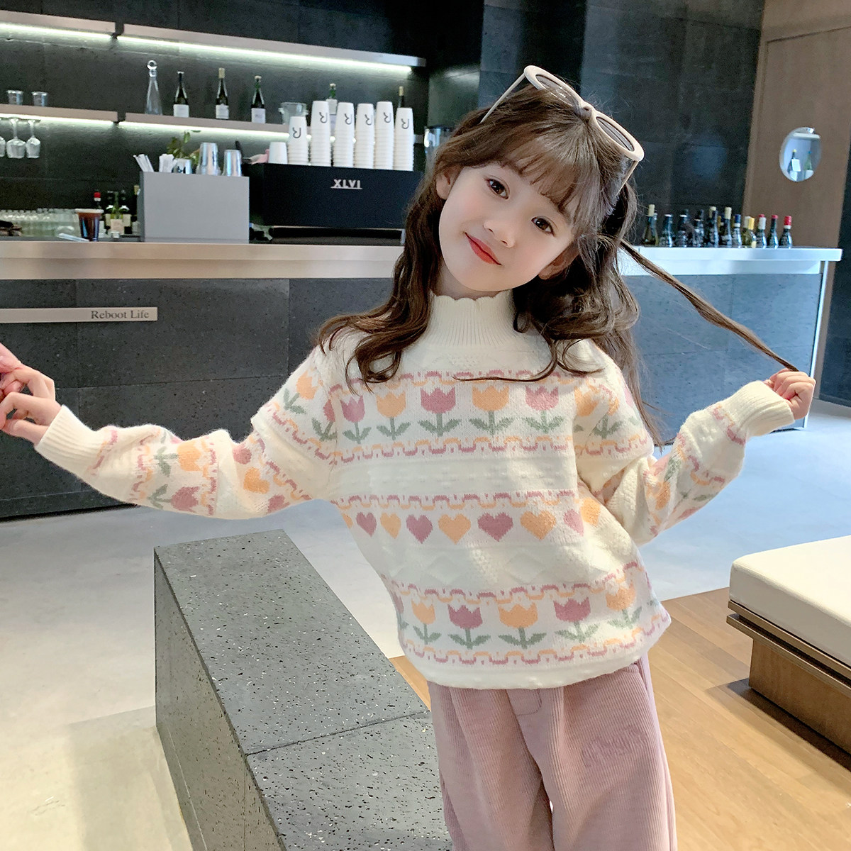 鱼儿妈 女童毛衣2025冬装新款儿童韩针织上衣加厚小高领打底线衣,淘宝优惠券,粉丝福利购,淘宝优惠卷