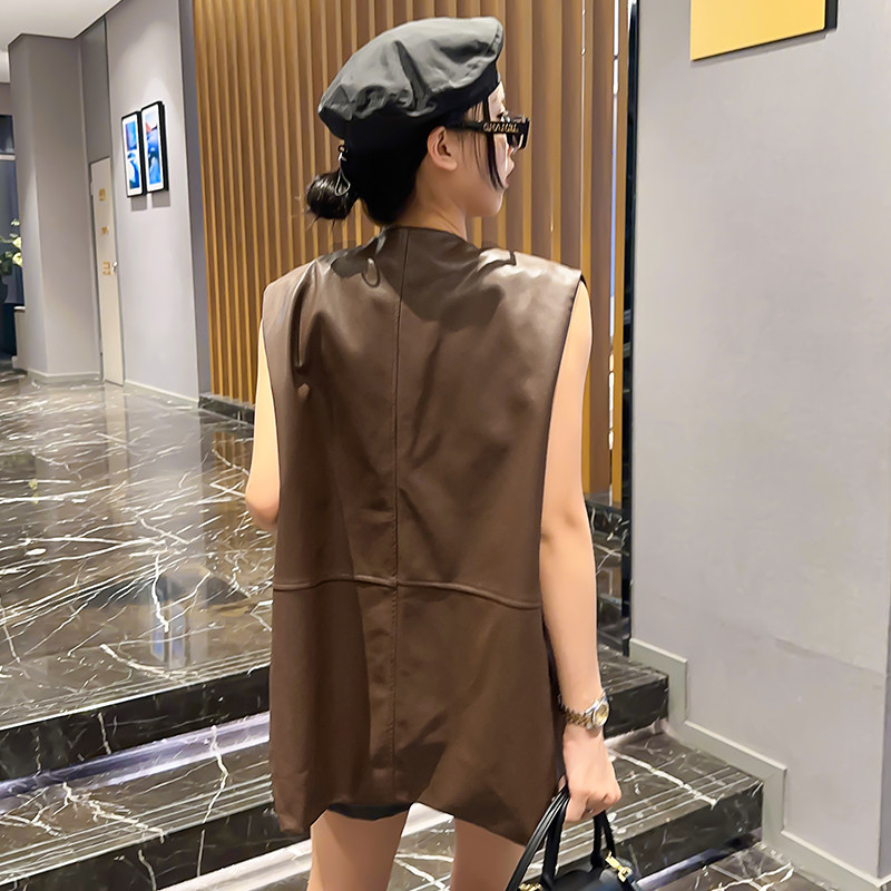 皮马甲女春秋新款时尚皮衣外套宽松大码马夹背心外穿欧货洋气上衣,淘宝优惠券,粉丝福利购,淘宝优惠卷