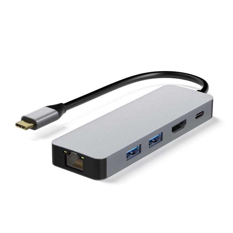 EBUYHAPPY分线器转换器USB3.0集线器网线五合一扩展坞小巧便携 - 图0