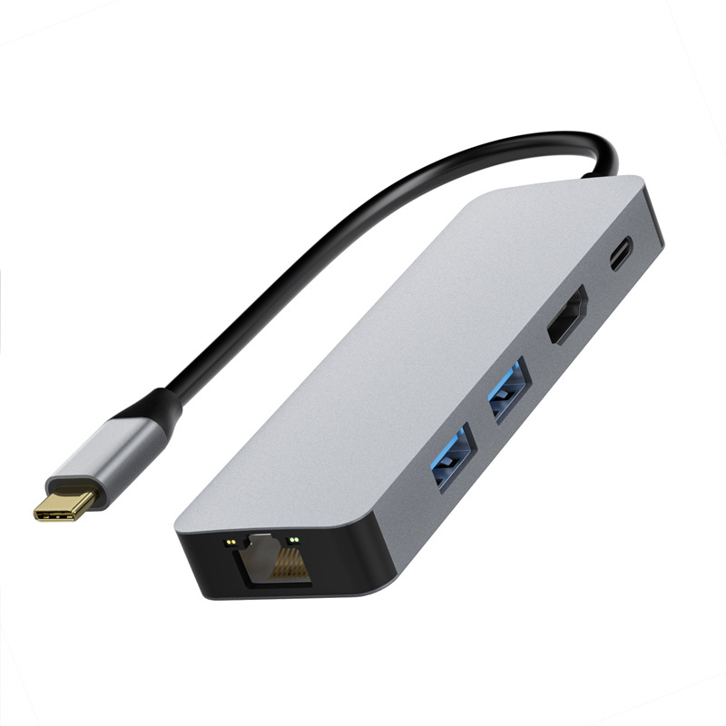 EBUYHAPPY分线器转换器USB3.0集线器网线五合一扩展坞小巧便携 - 图2