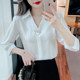 ເສື້ອຢືດ chiffon ສູງແຂນສາມສ່ວນຂອງແມ່ຍິງ