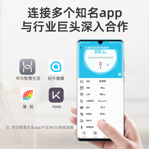 云康宝体脂秤yolanda体脂称家用智能精准人体秤专业测脂肪充电款健康减肥专用小型电子秤体重秤高精度称重计