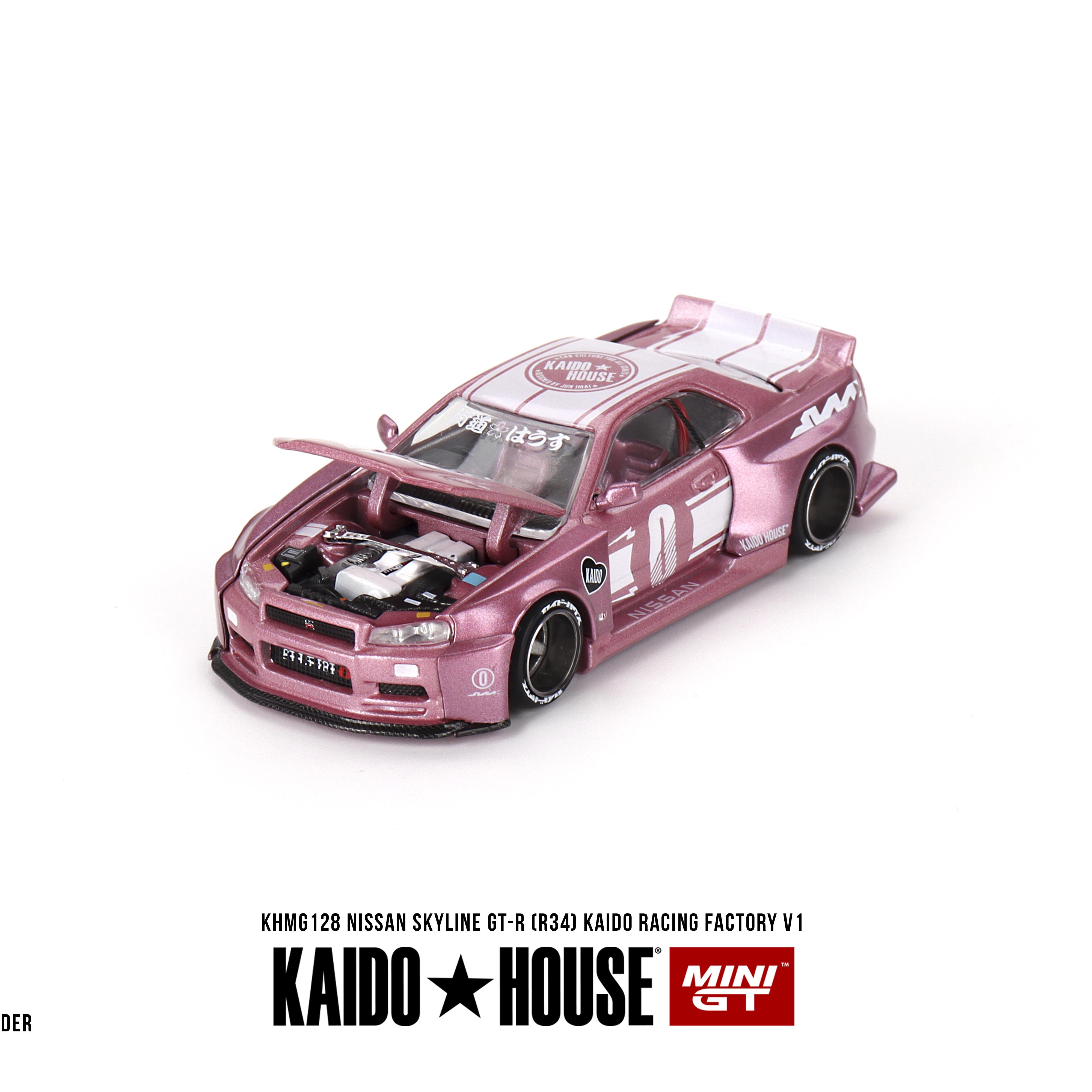 MINIGT 1/64日产Skyline GT-R (R34) KAIDO RACING粉色合金模型 - 图1