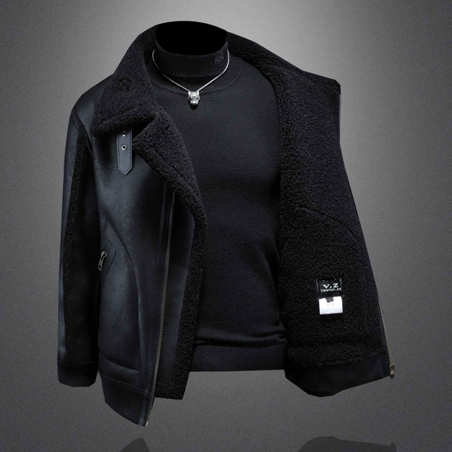 皮毛一体男士冬季加绒加厚皮衣短款机车服皮袄男装夹克羊羔毛外套,淘宝优惠券,粉丝福利购,淘宝优惠卷