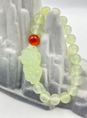 岫玉冰料貔貅手链古法手工打磨