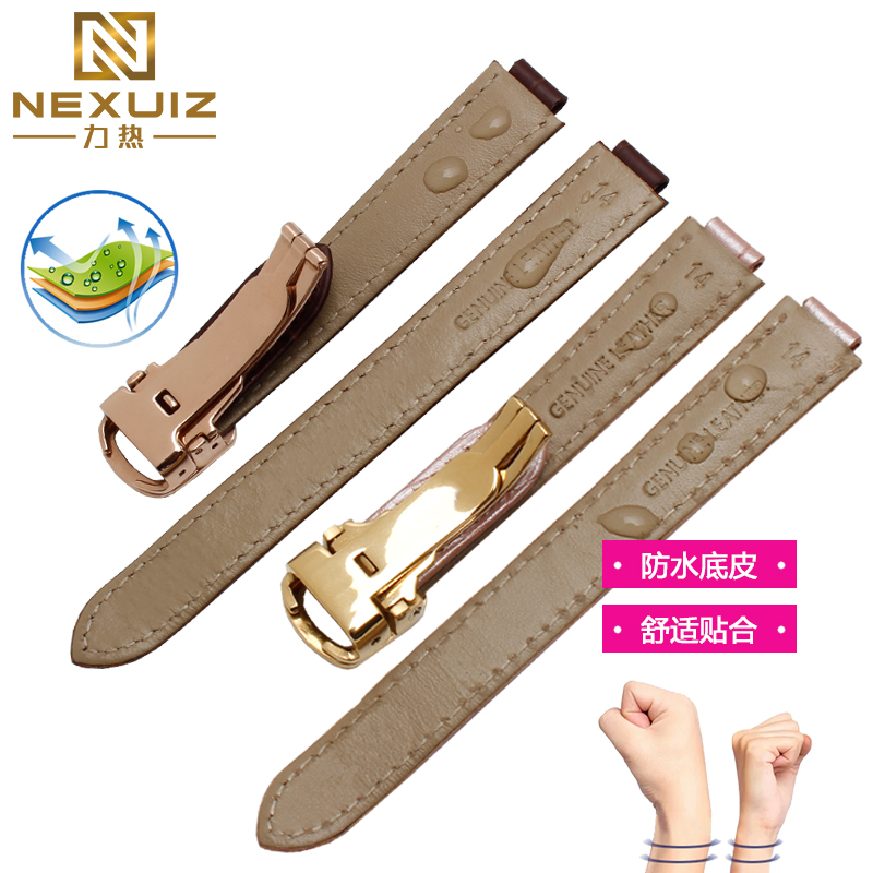 力热头层牛皮女表带 适用卡地亚蓝气球大中小号真皮表链 凸口8mm - 图0