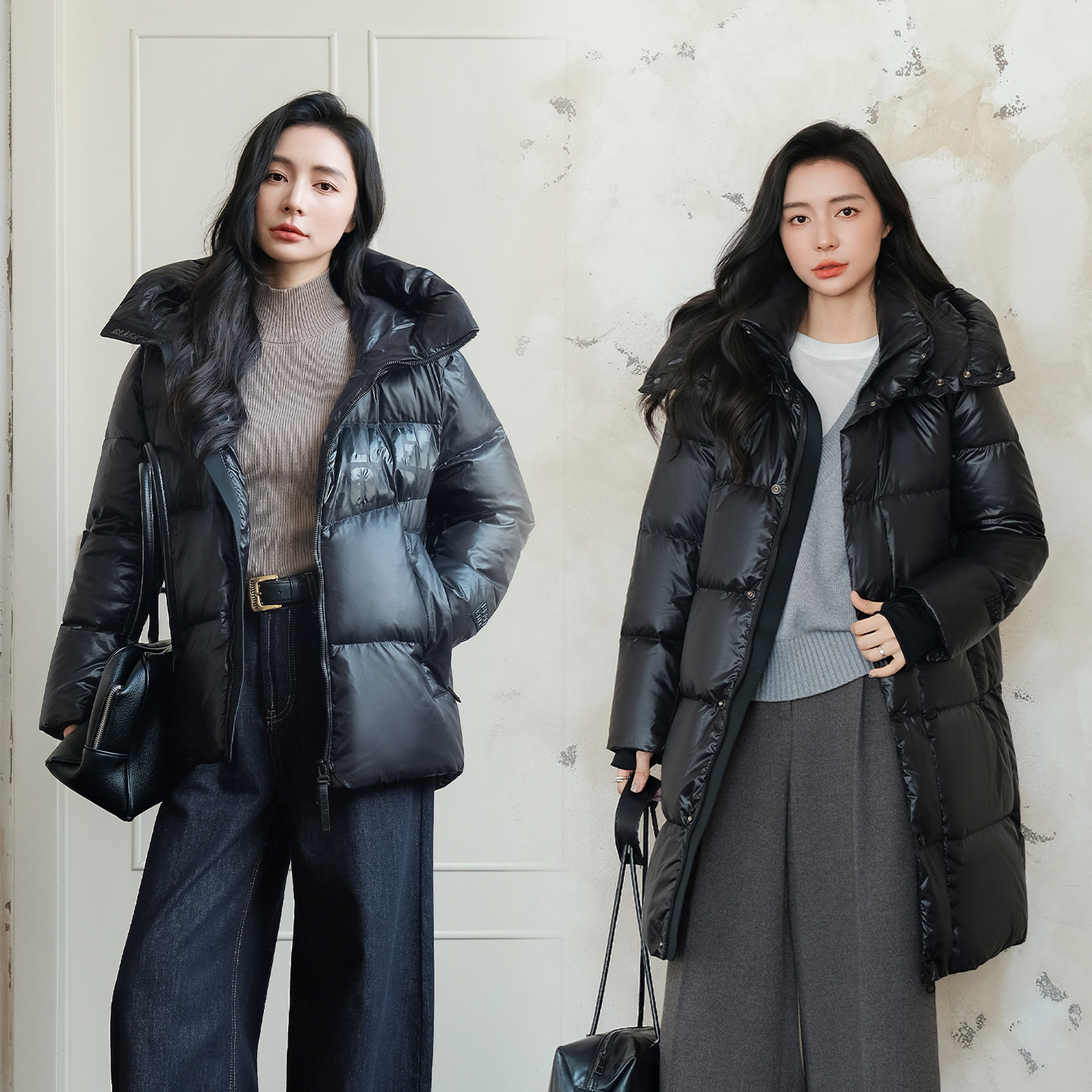 黑珍珠3.0四格户外2025冬季羽绒服男女同款黑色保暖短款连帽外套