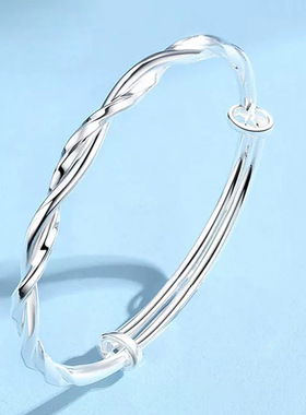 莫比乌斯福字手镯女 网红年轻款爱交织缠绕麻花镯子推拉手镯饰品