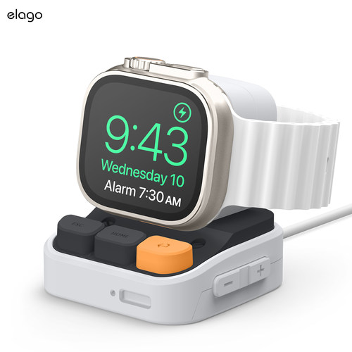 elagoWT支架适用于AppleWatch Ultra3/2苹果手表支架s11/10充电座s8苹果手表底座SE复古创意硅胶配件桌面 - 图0