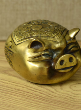 纯铜猪摆件创意汽车载客厅家居装饰品猪年开业店铺礼品生肖猪