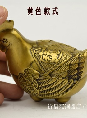 纯铜鸡摆件小号母鸡铜鸡摆件工艺品仿古做旧黄铜包邮