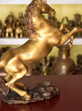 黄铜马摆件立马仿古做旧客厅办公室铜工艺品精致饰品龙马精神包邮