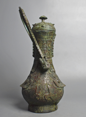 仿古青铜器兽面提梁卣铜壶商册告卣古代盛酒器酒具摆件影视道具