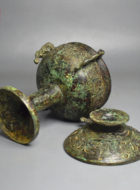 青铜器四虎豆蟠龙纹圆豆盛食器