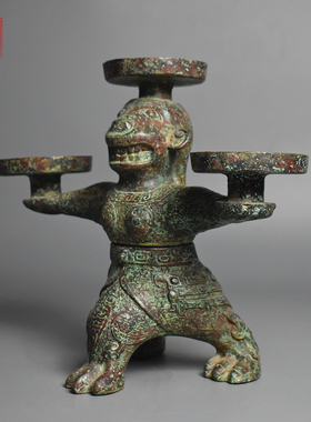 青铜器古代神兽烛台蜡台灯具摆件