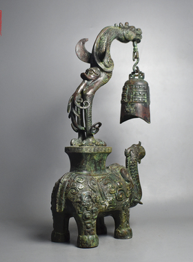 青铜器仿古象尊龙钟大号摆件乐器