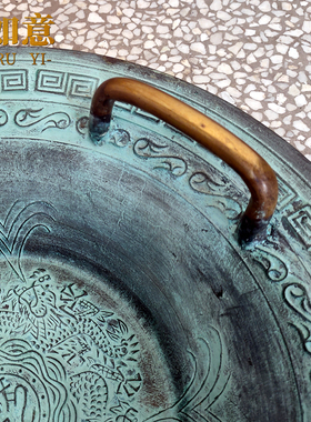 纯铜龙洗盆双耳搓龙禧火盆青铜器