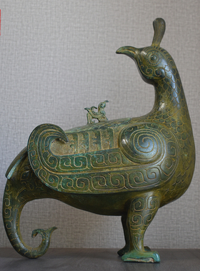 御如意仿古摆件晋侯鸟尊中式家装