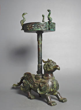 仿古青铜器做旧神兽灯盏纯铜灯具