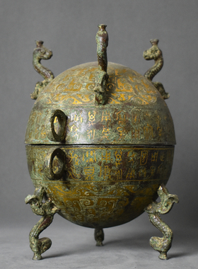 错金六龙中式风别墅仿古青铜器