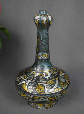 错金银青铜器大号蒜头瓶花瓶