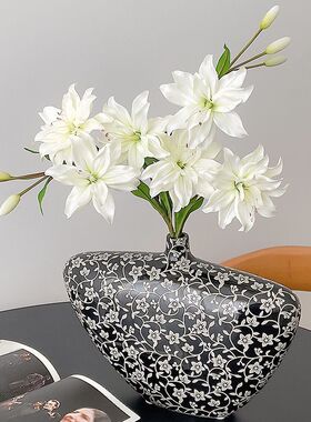 仿真花重瓣百合假花摆设花艺摆件客厅装饰高端插花高档仿生花束